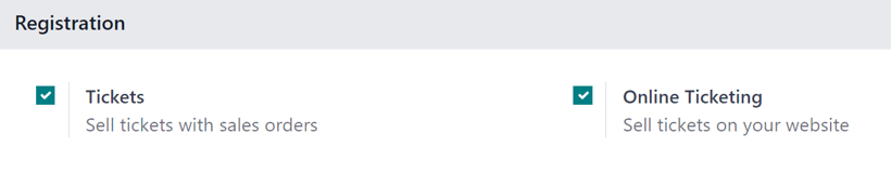 View of the settings page for erpsys Events.