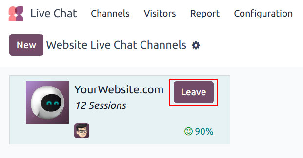 View of a channel form and the option to join a channel for Erpsys Live Chat.