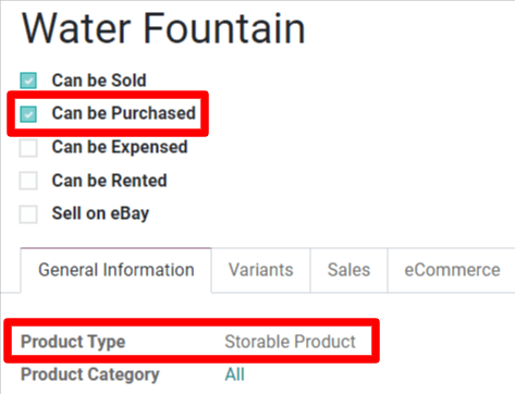 Configure a product for reordering in erpsys.