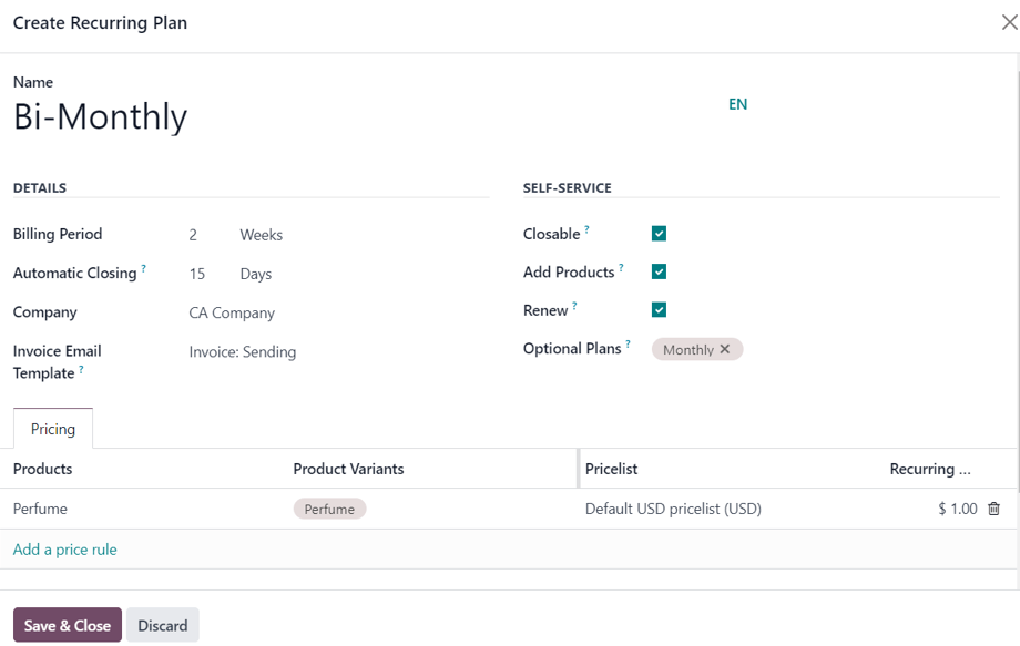 Custom time period pop-up form in erpsys Sales.